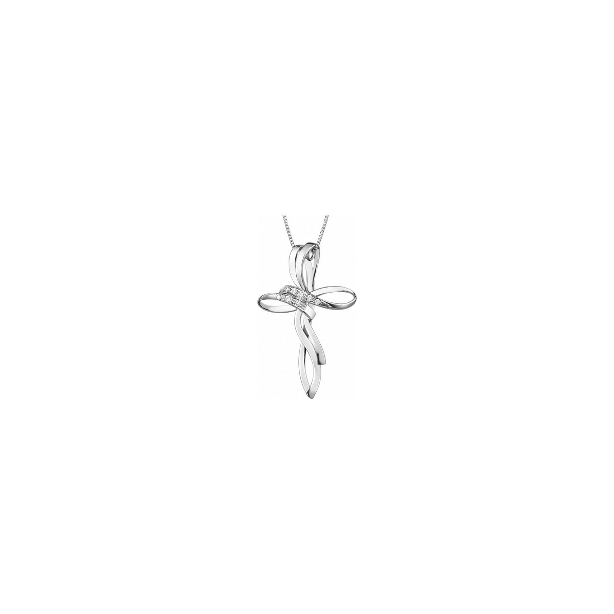 Stylized Women's Cross with Natural Diamonds, 18kt White Gold AuriA