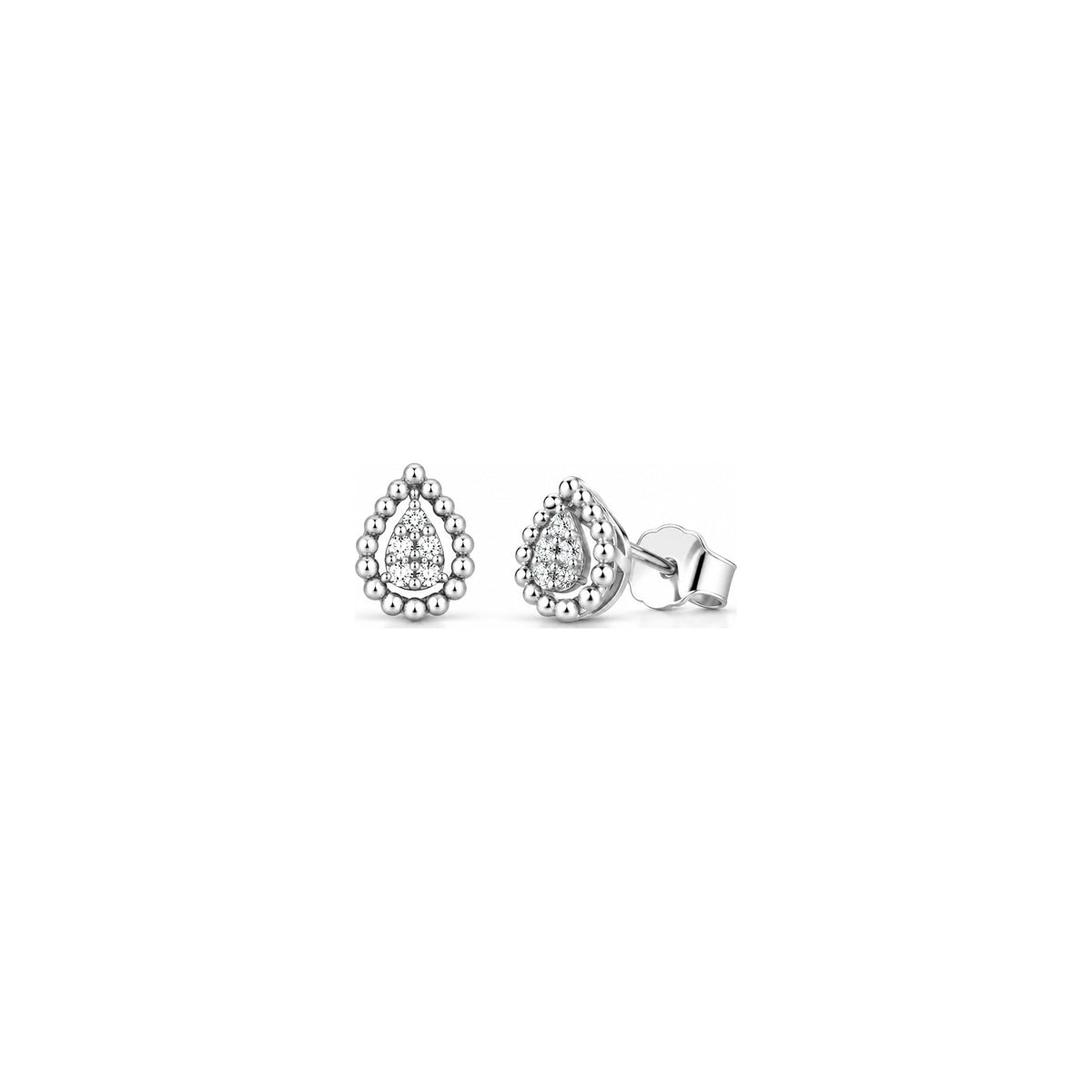 Orecchini Goccia Perlinata con Diamanti Naturali in Oro 18kt