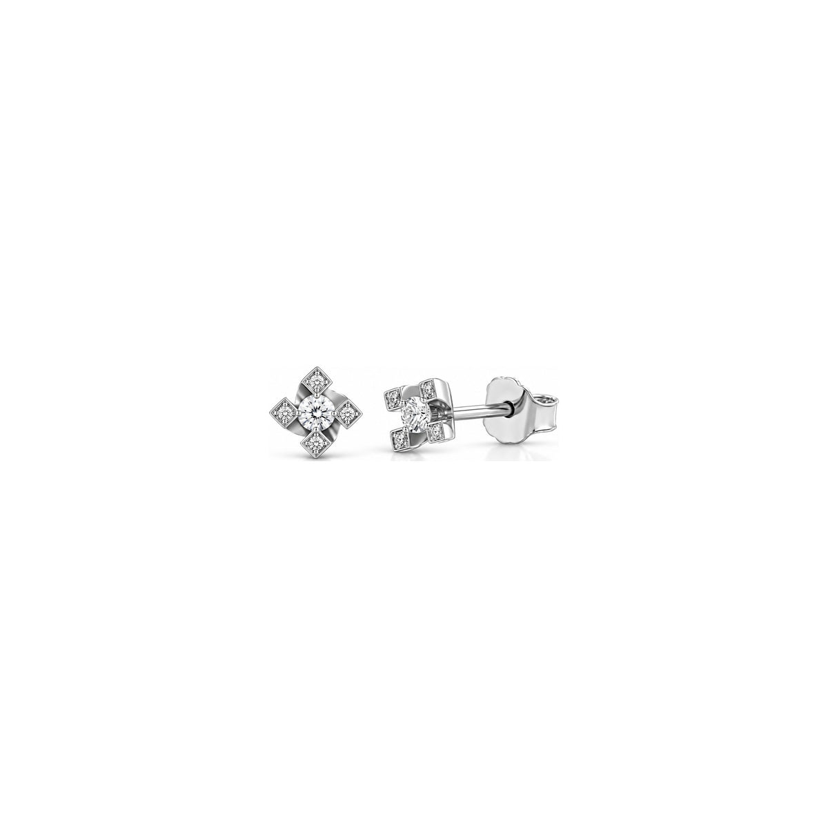 Pendientes Hélice con Diamantes Naturales en Oro Blanco de 18kt AuriA