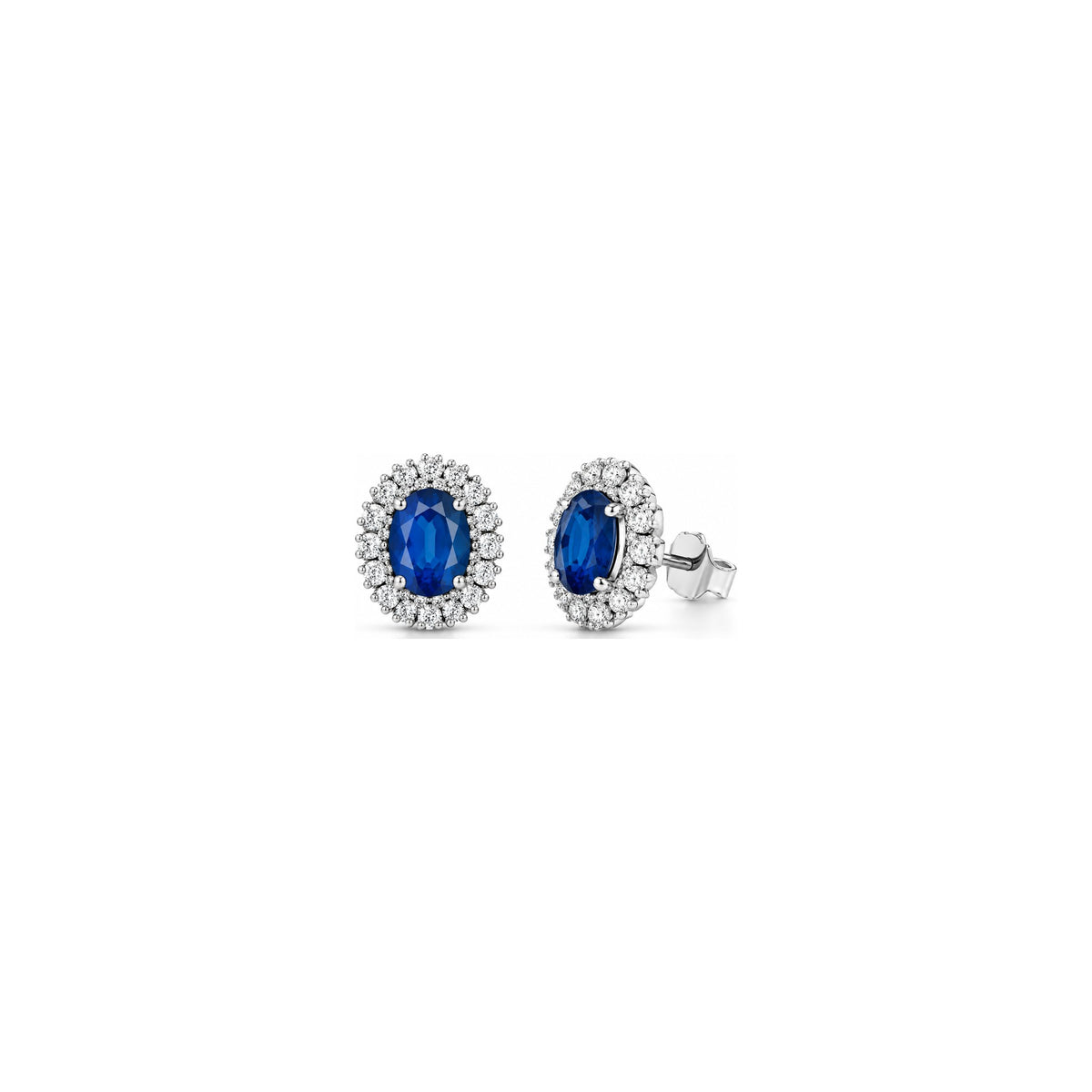 Action Earrings with Natural Diamonds and Sapphire in 18kt White Gold AuriA