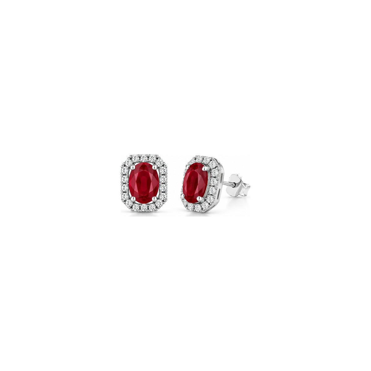 Pendientes Rhea Color con diamantes naturales y rubí en oro blanco de 18kt AuriA