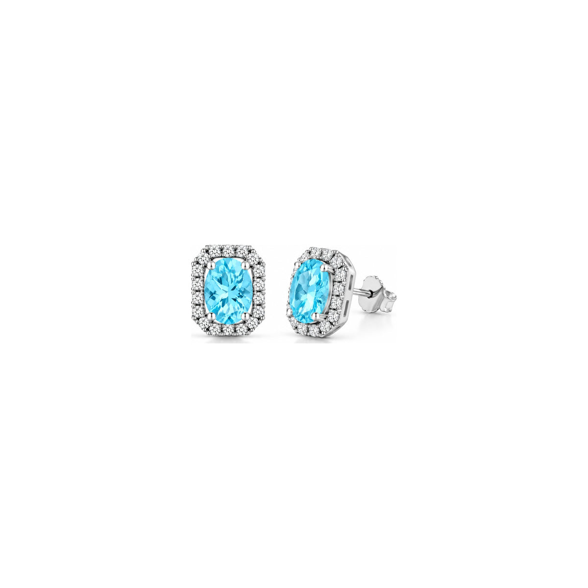 Pendientes Rhea Color con Diamantes Naturales y Aguamarina Oro Blanco 18kt AuriA