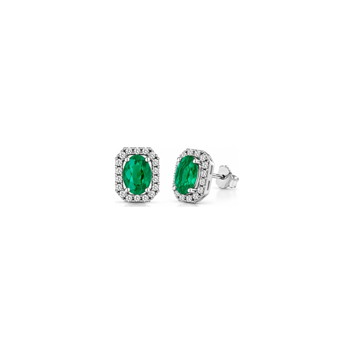 Pendientes Rhea Color con Diamantes Naturales y Esmeralda Oro Blanco 18kt AuriA