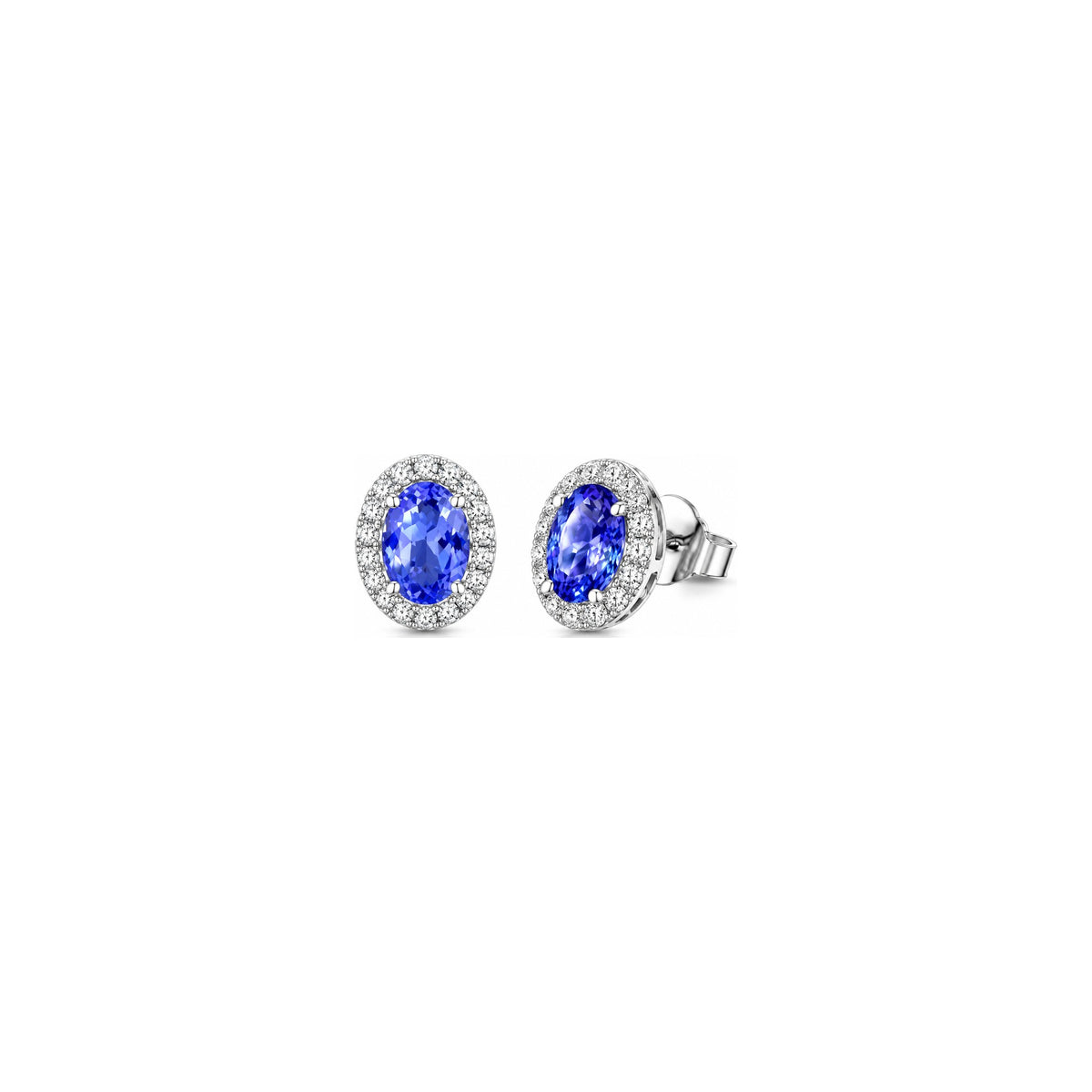 Pendientes de Tanzanita con Diamantes Naturales y Tanzanita en Oro Blanco de 18kt AuriA