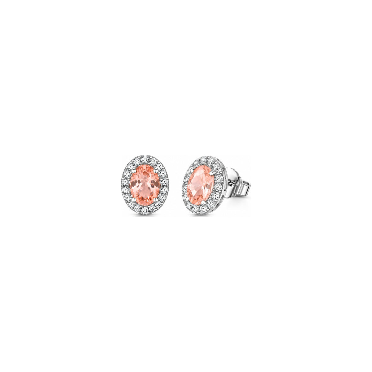 Morganite Earrings with Natural Diamonds and Morganite in 18kt White Gold AuriA