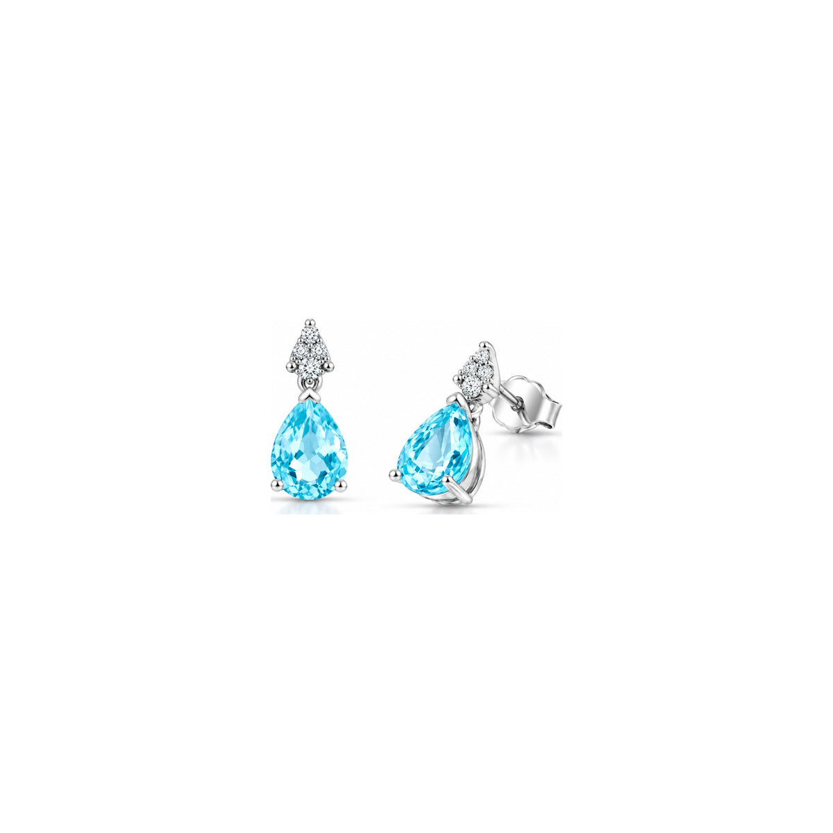 Pendientes Viper con Diamantes Naturales y Aguamarina en Oro Blanco 18kt AuriA