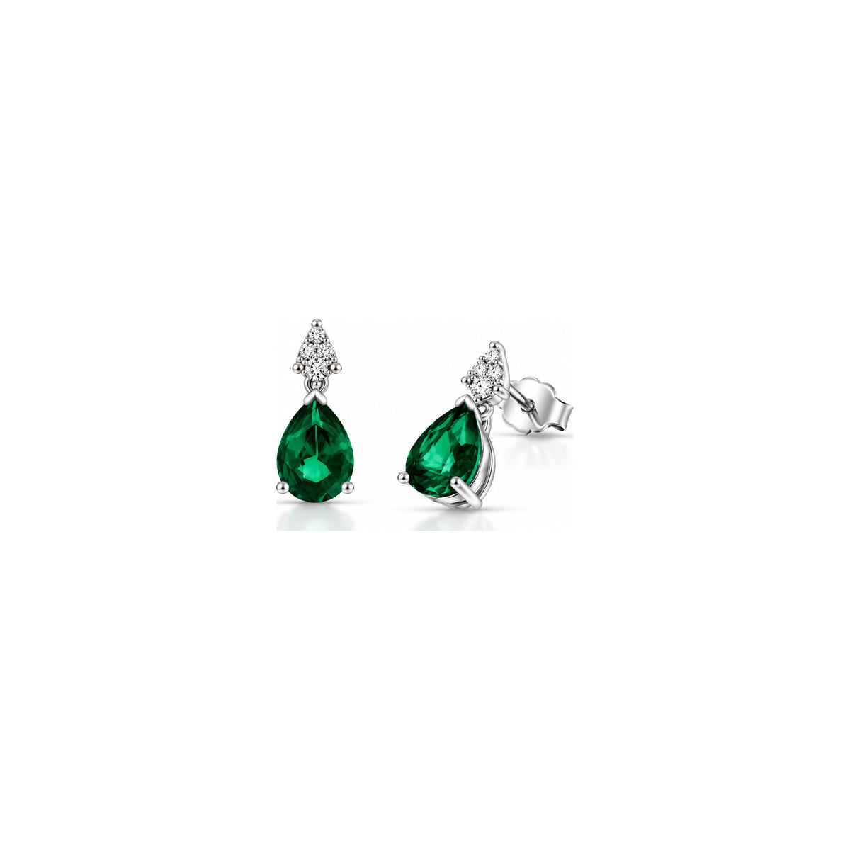 Pendientes Viper con diamantes naturales y esmeralda en oro blanco de 18kt AuriA
