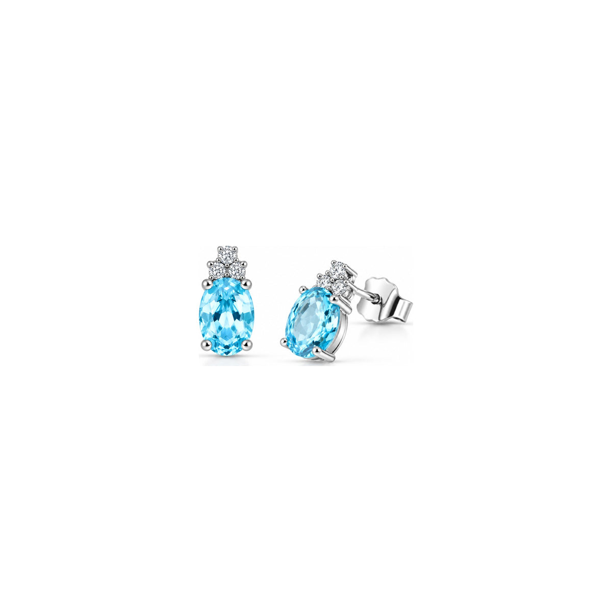 Pendientes Small 6G-3P con Diamantes Naturales y Aguamarina en Oro Blanco 18kt AuriA