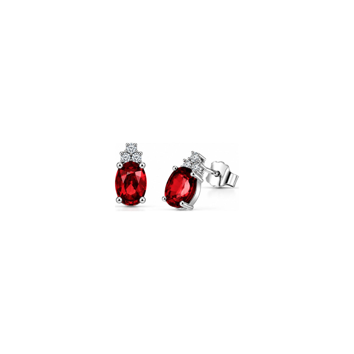 Pendientes Small 6G-3P con Diamantes Naturales y Rubí Oro Blanco 18kt AuriA