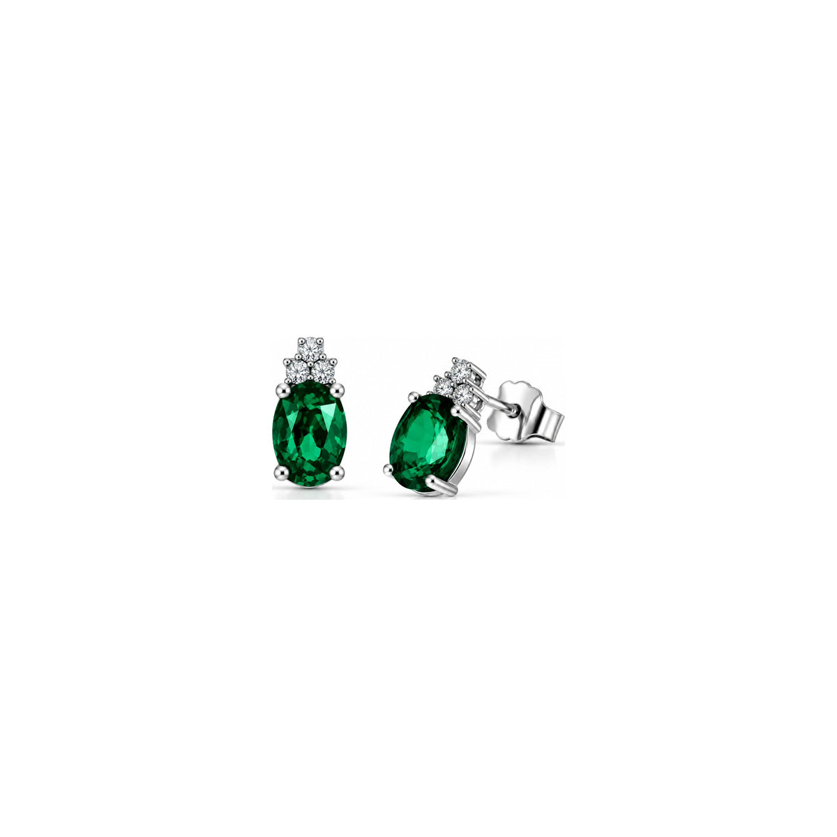 Pendientes Small 6G-3P con diamantes naturales y esmeralda, oro blanco de 18kt AuriA