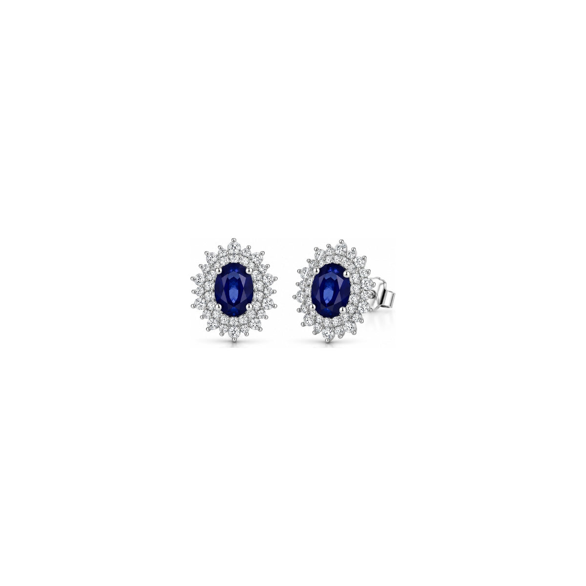 Dora Earrings with Natural Diamonds and Sapphire in 18kt White Gold AuriA