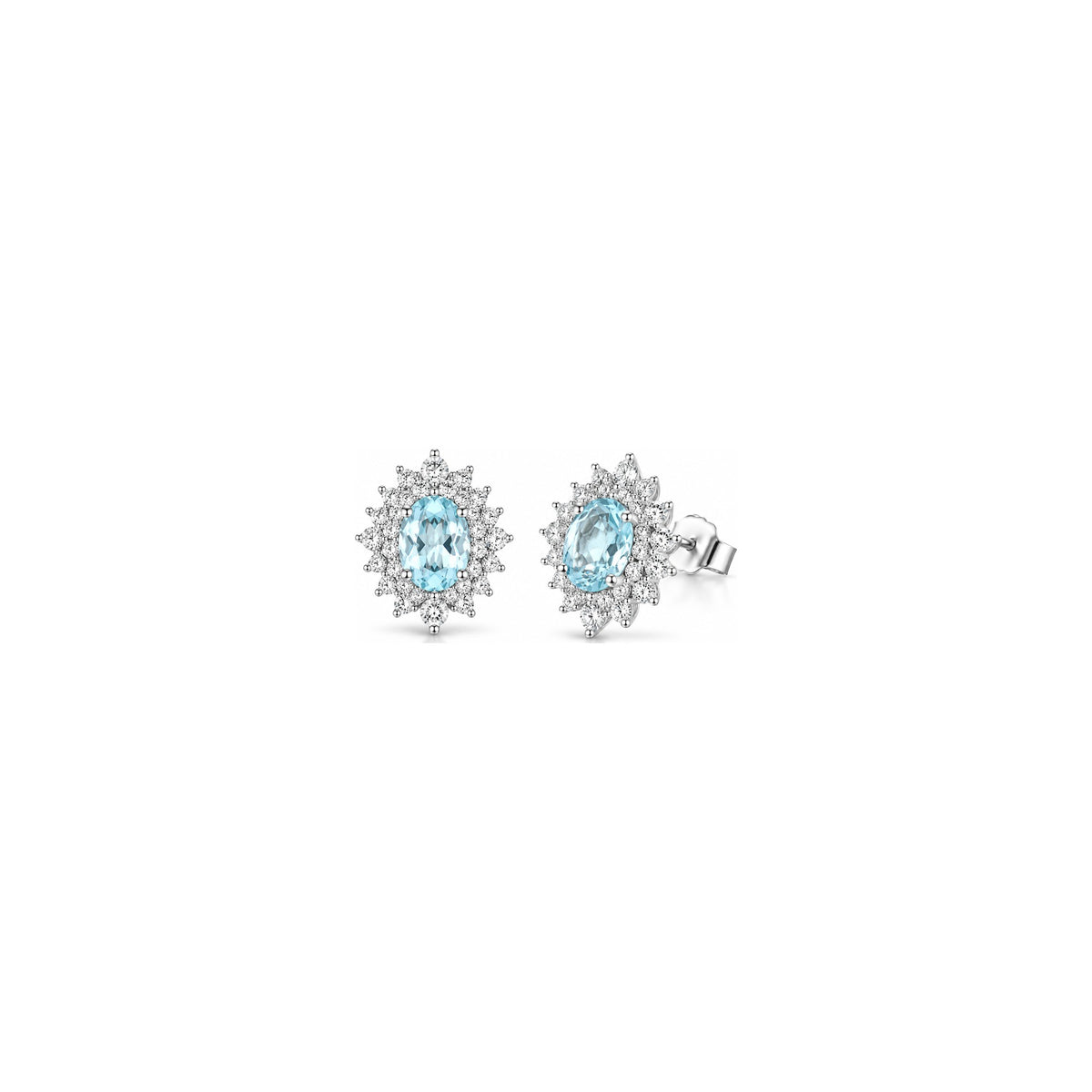 Pendientes Sirio con Diamantes Naturales y Aguamarina Oro Blanco 18kt AuriA