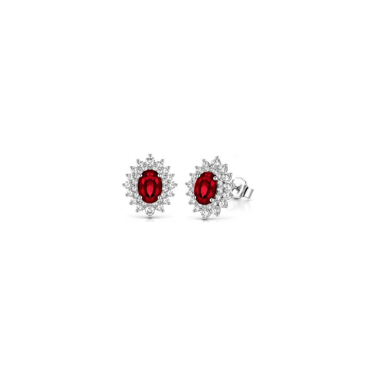 Pendientes Sirio con Diamantes Naturales y Rubí Oro Blanco 18kt AuriA