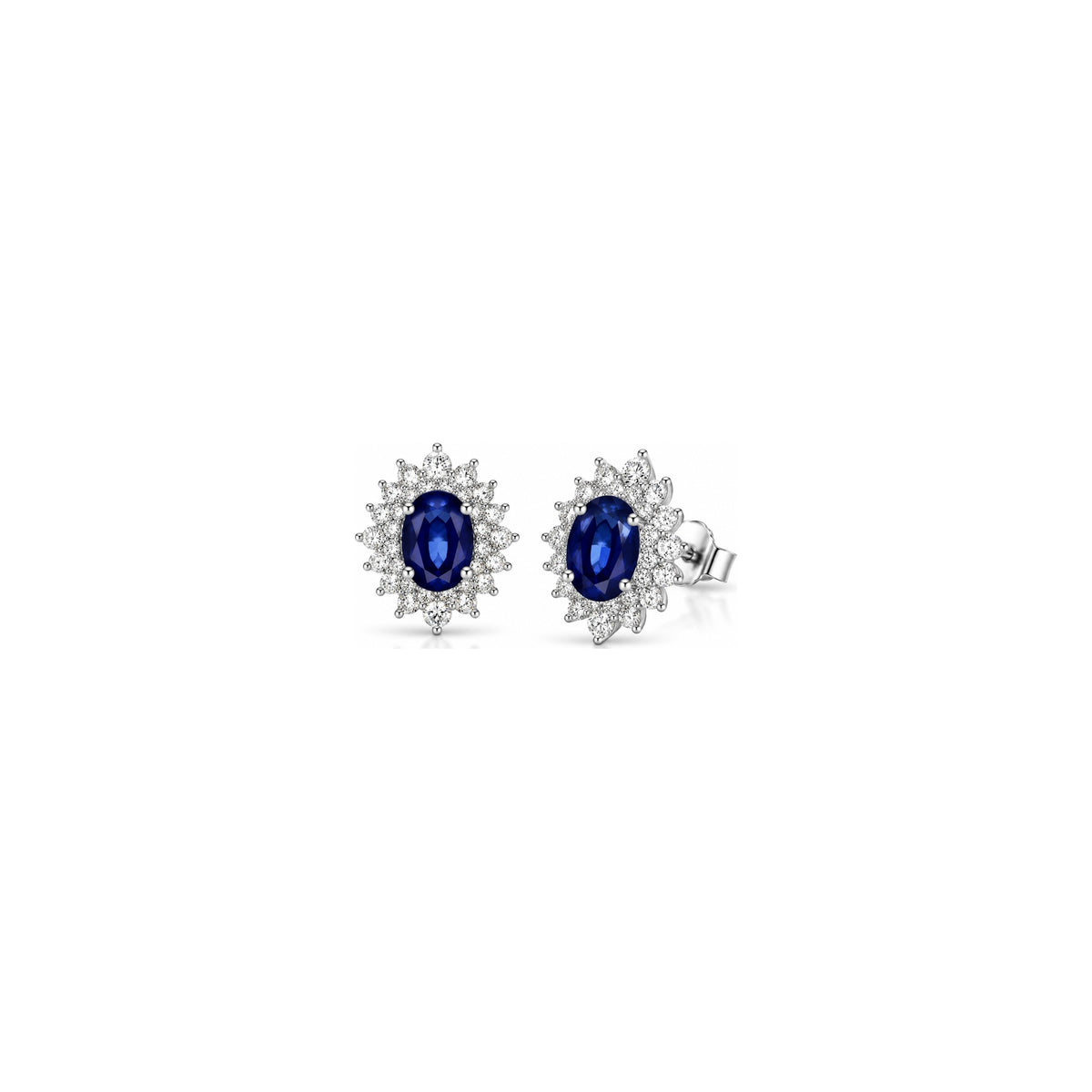 Pendientes Sirio con diamantes naturales y zafiro en oro blanco de 18kt AuriA