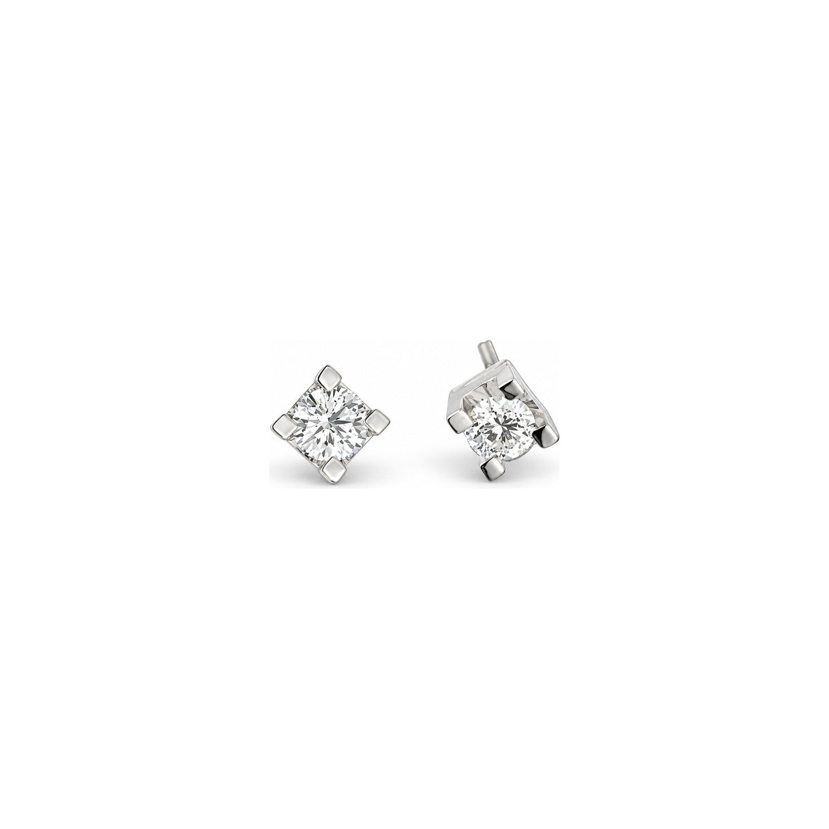 Pendientes Puntos de Luz con Engaste de Garras y Diamantes Naturales en Oro Blanco de 18kt AuriA