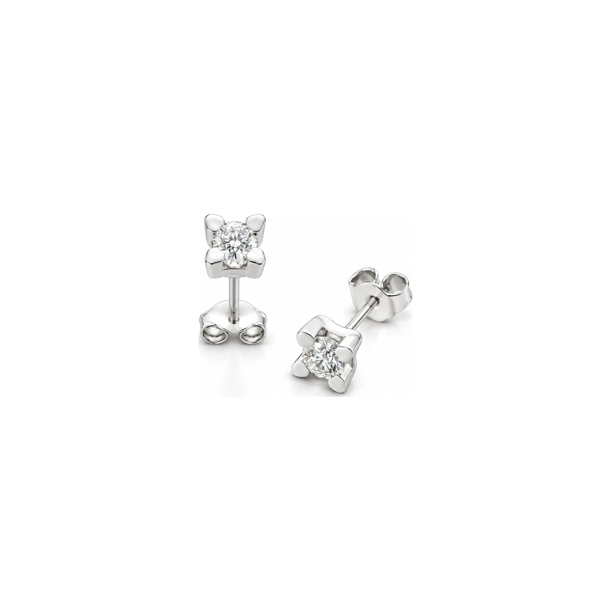 Orecchini Punto Luce Griffe a Fiore con Diamanti Naturali in Oro 18kt