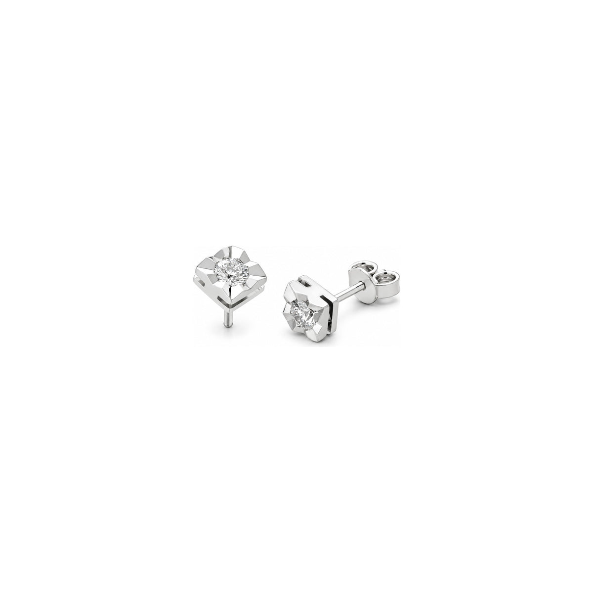Pendientes Punto de Luz de Hilo con Diamantes Naturales en Oro Blanco de 18kt AuriA
