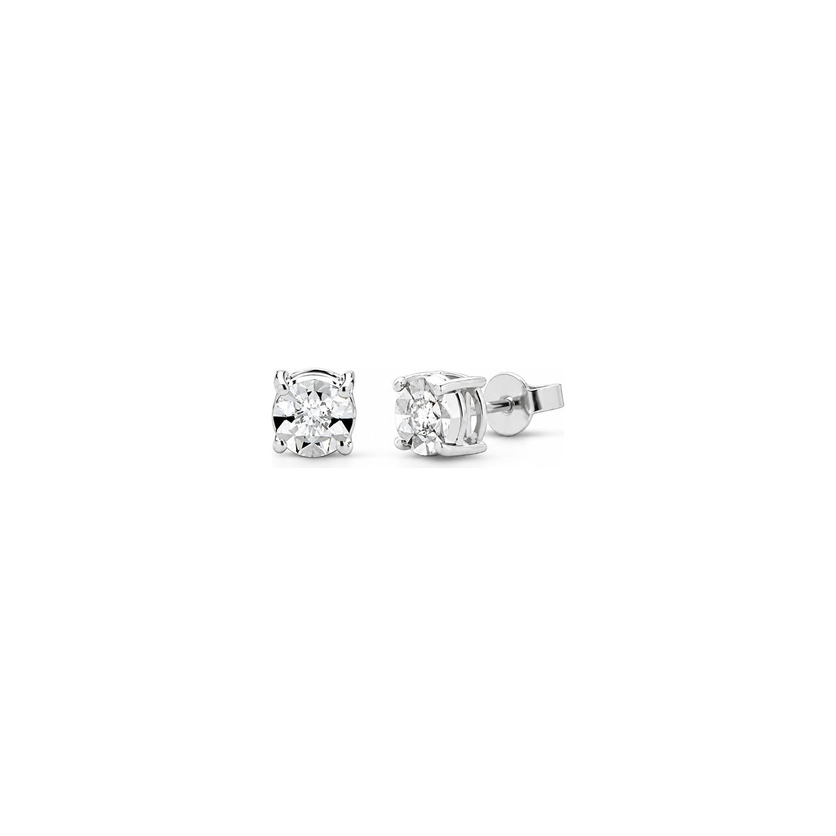 Pendientes Punto de Luz de Hilo con Diamantes Naturales en Oro Blanco de 18kt AuriA