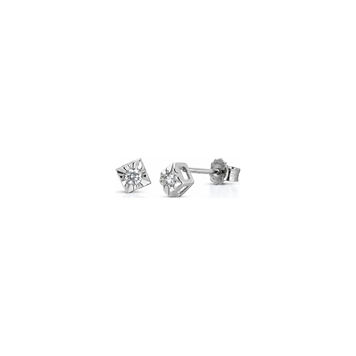 Orecchini Punto Luce Illusion Rombo con Diamanti Naturali in Oro 18kt