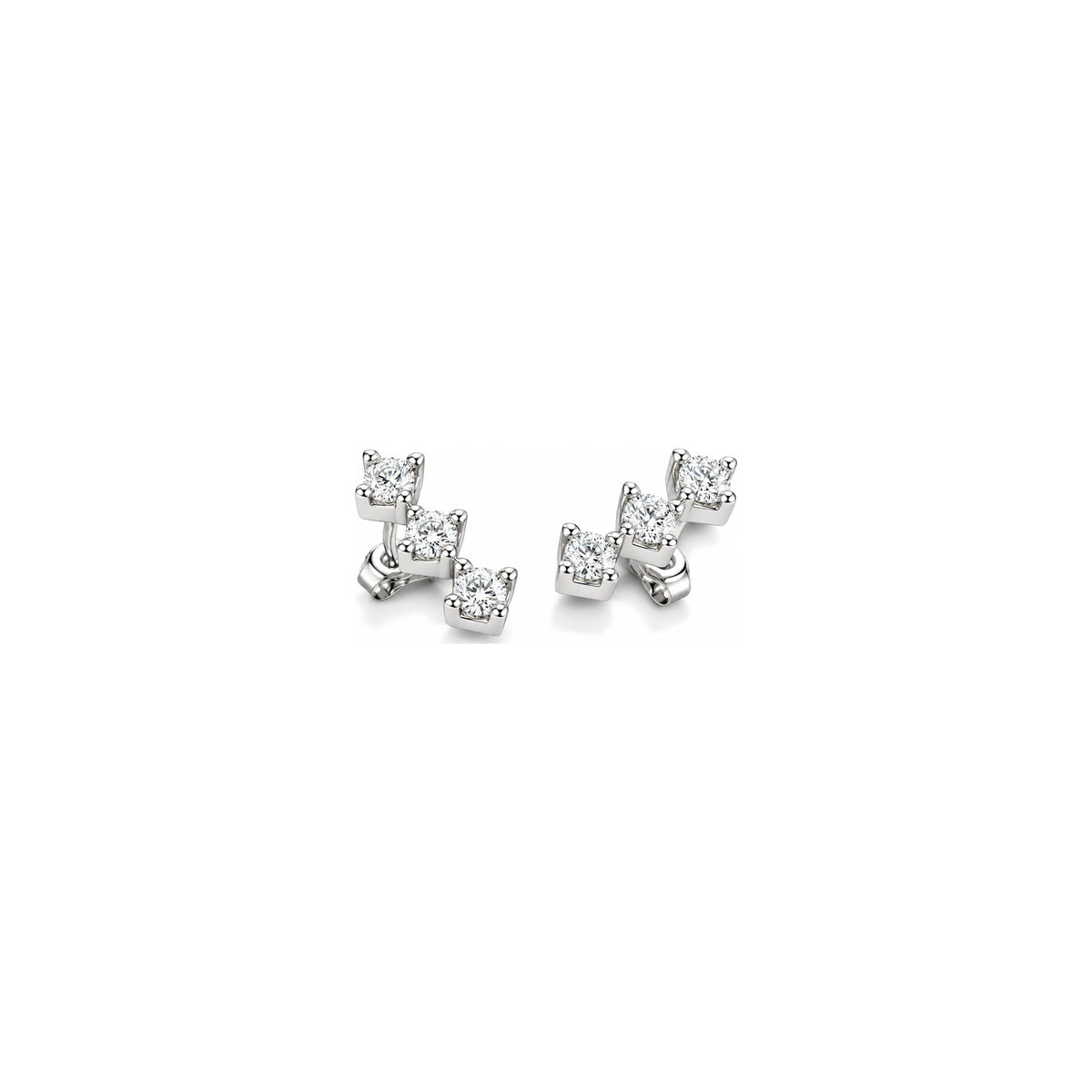 Pendientes Trilogy 3 con Diamantes Naturales Oro Blanco 18kt AuriA