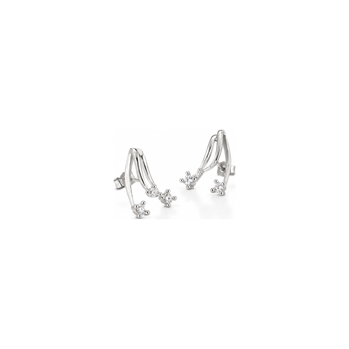Orecchini Trilogy Asimmetrica con Diamanti Naturali in Oro 18kt