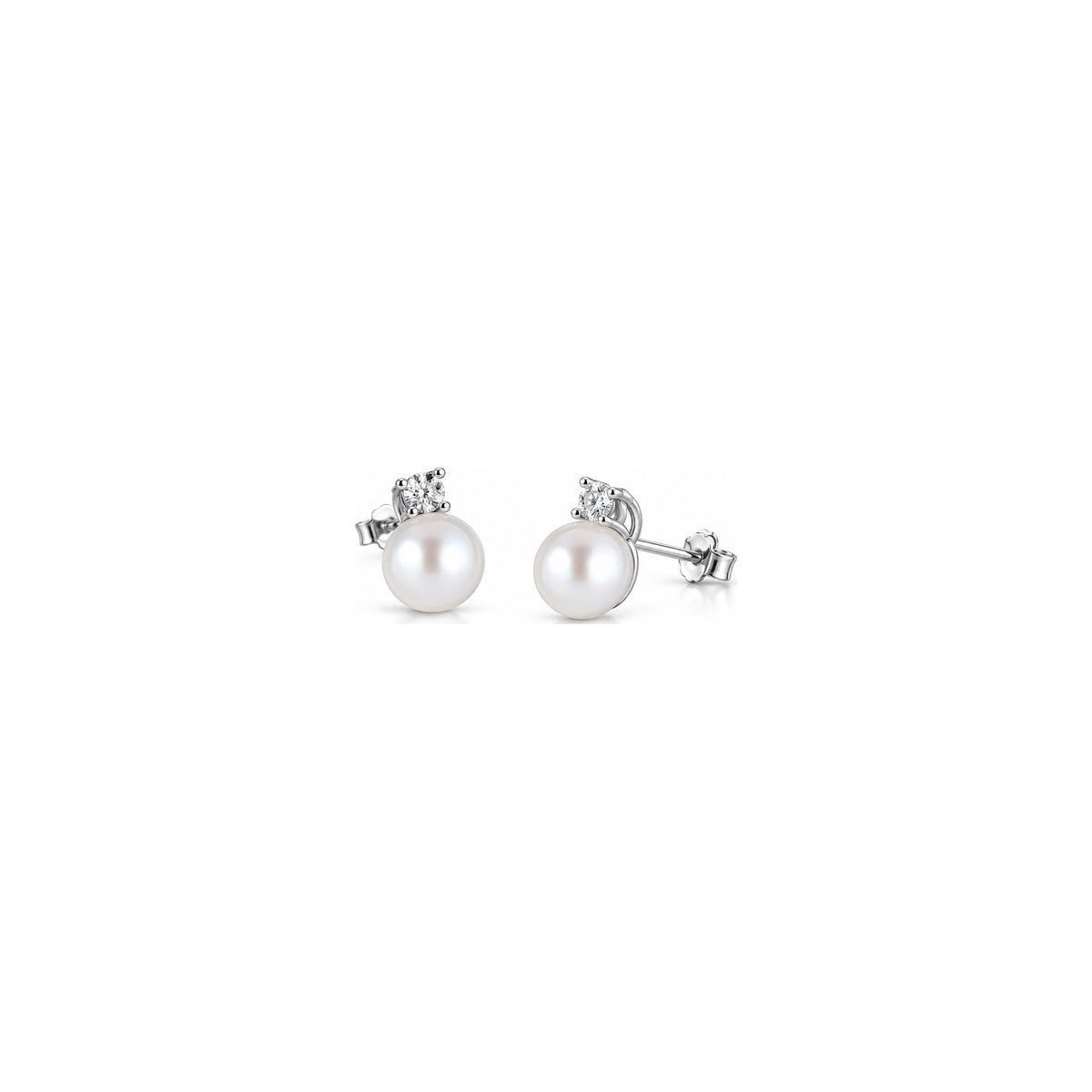 Orecchini Perla Punto Luce con Diamanti Naturali in Oro 18kt