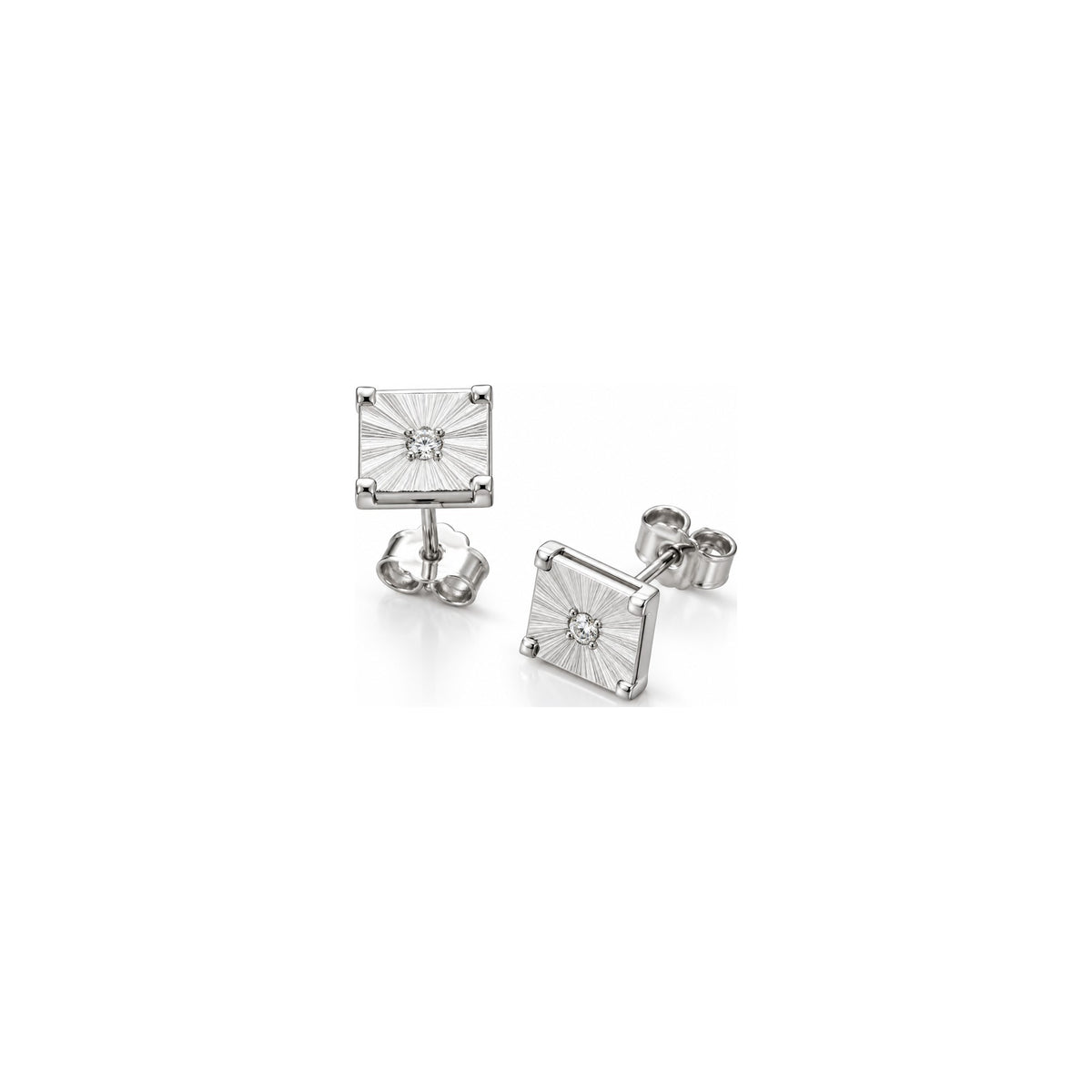 Orecchini Quadrato Raggiato con Diamanti Naturali in Oro 18kt