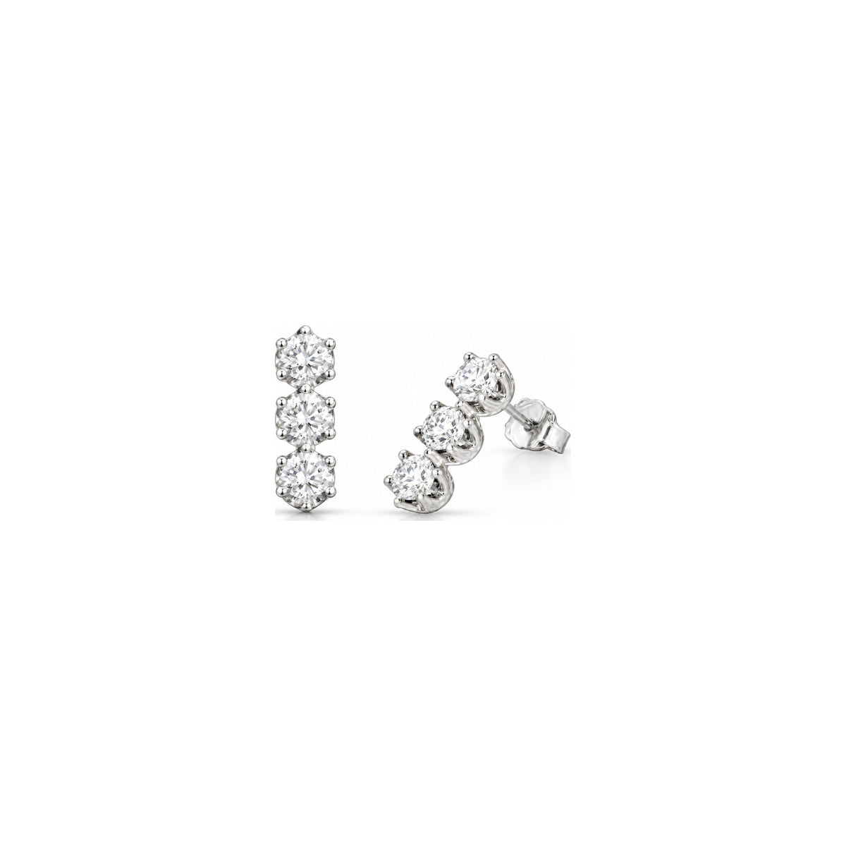 Orecchini Trilogy Graduata con Diamanti Naturali in Oro 18kt
