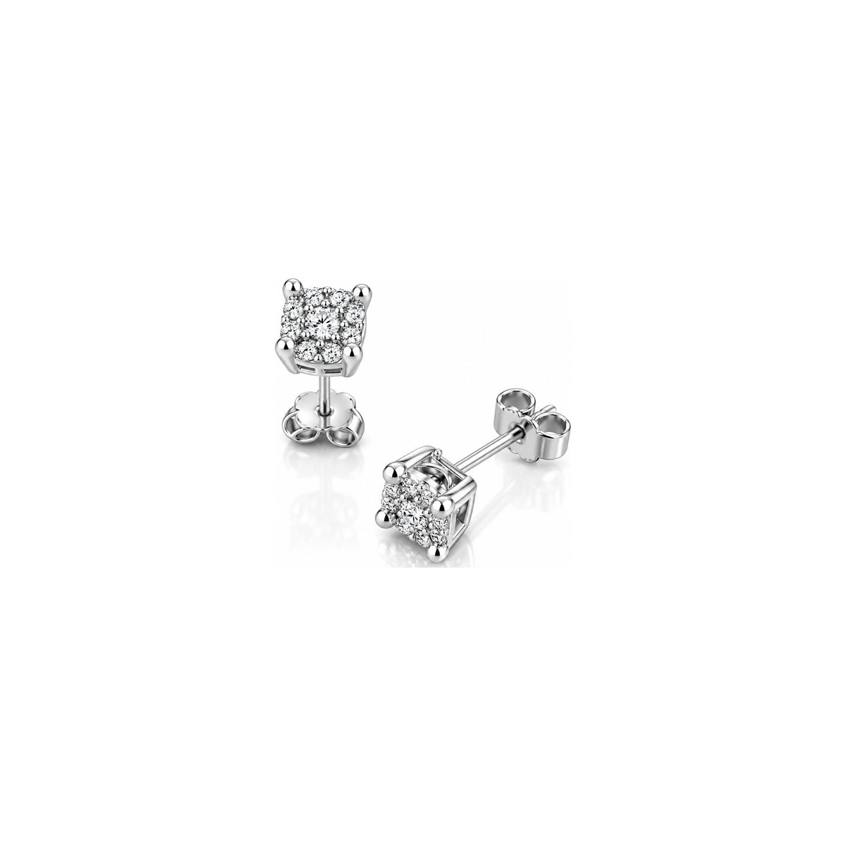 Orecchini Halo Quadrato con Diamanti Naturali in Oro 18kt