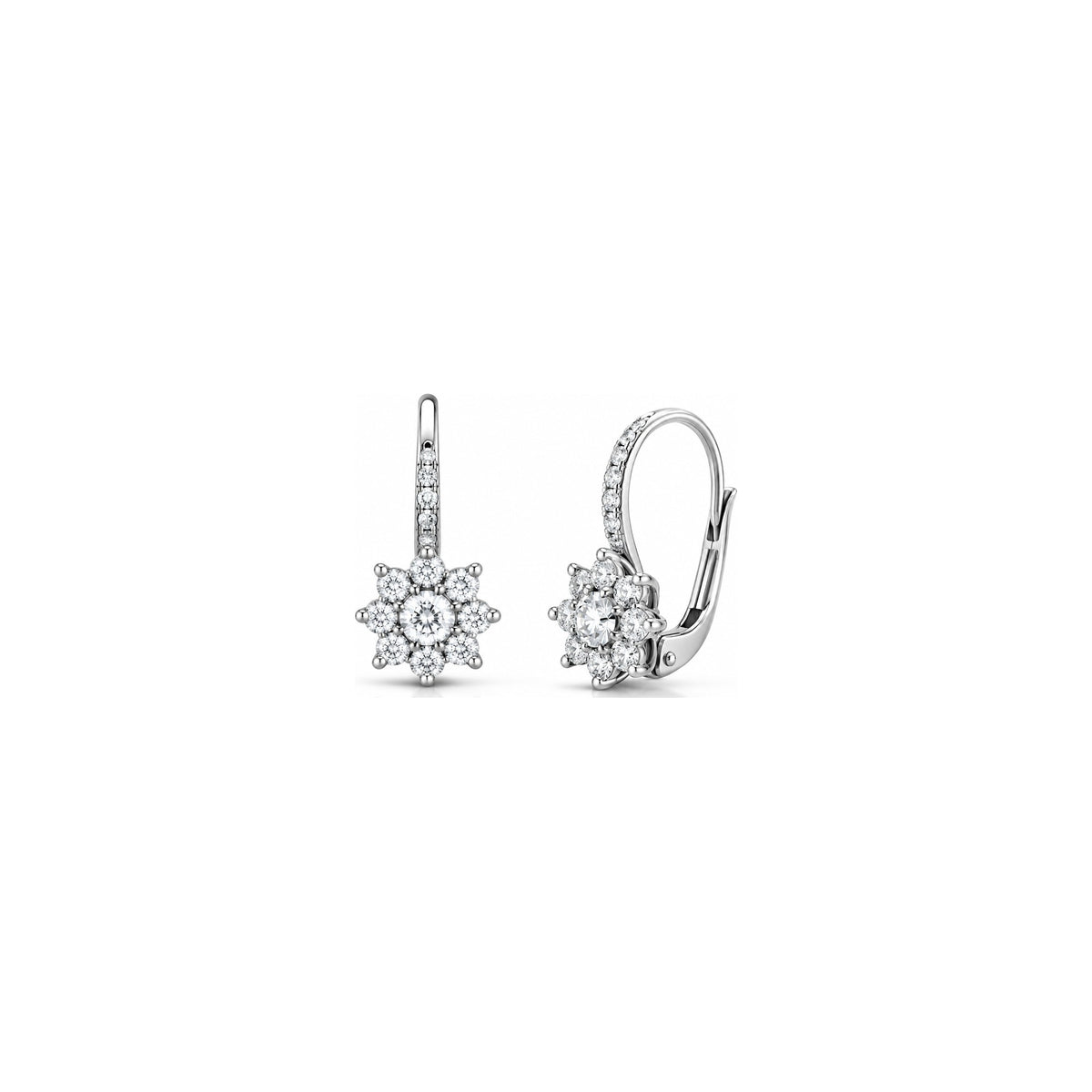 Orecchini Pendenti Fiore con Diamanti Naturali in Oro 18kt