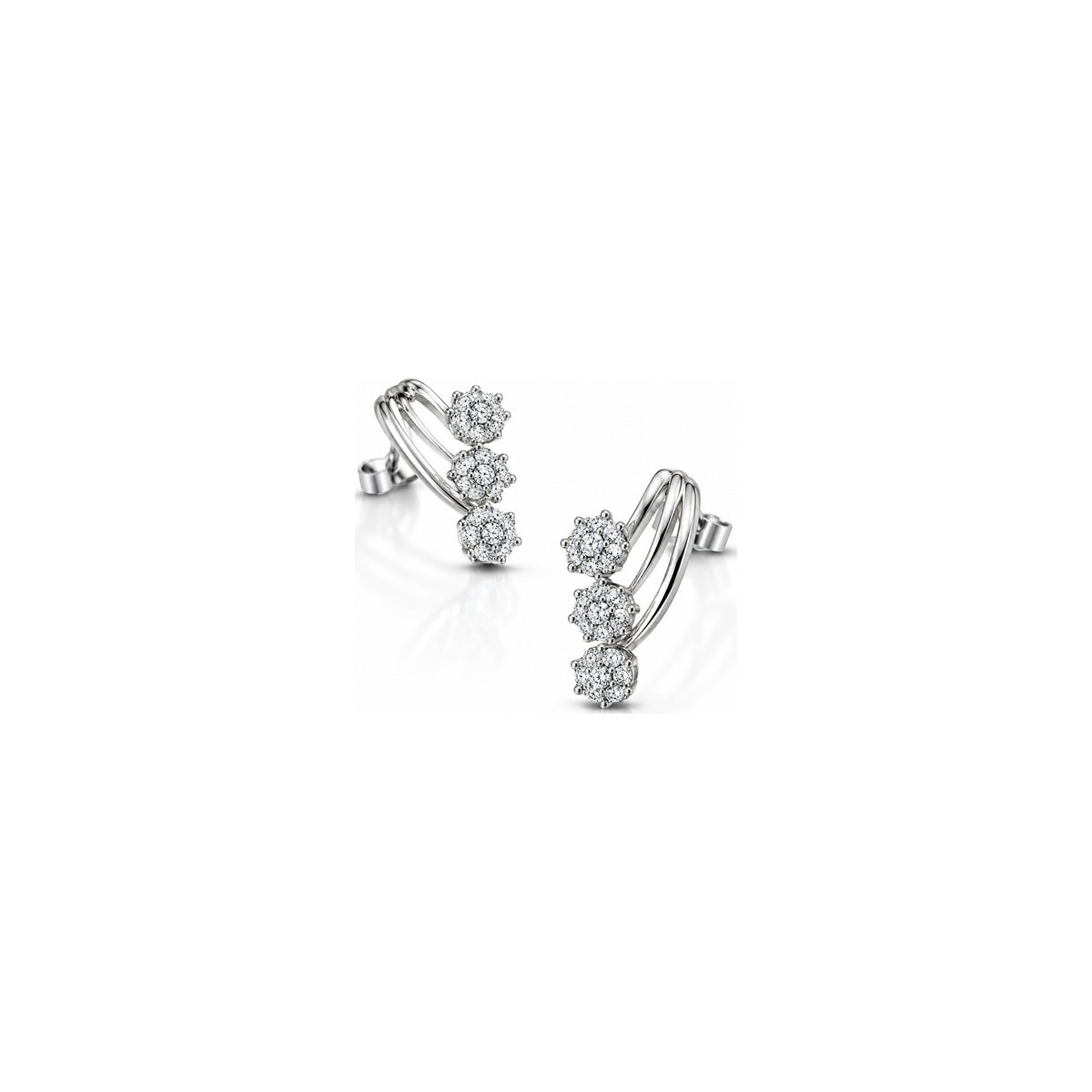 Orecchini Trilogy Fiori Avvolgenti con Diamanti Naturali in Oro 18kt