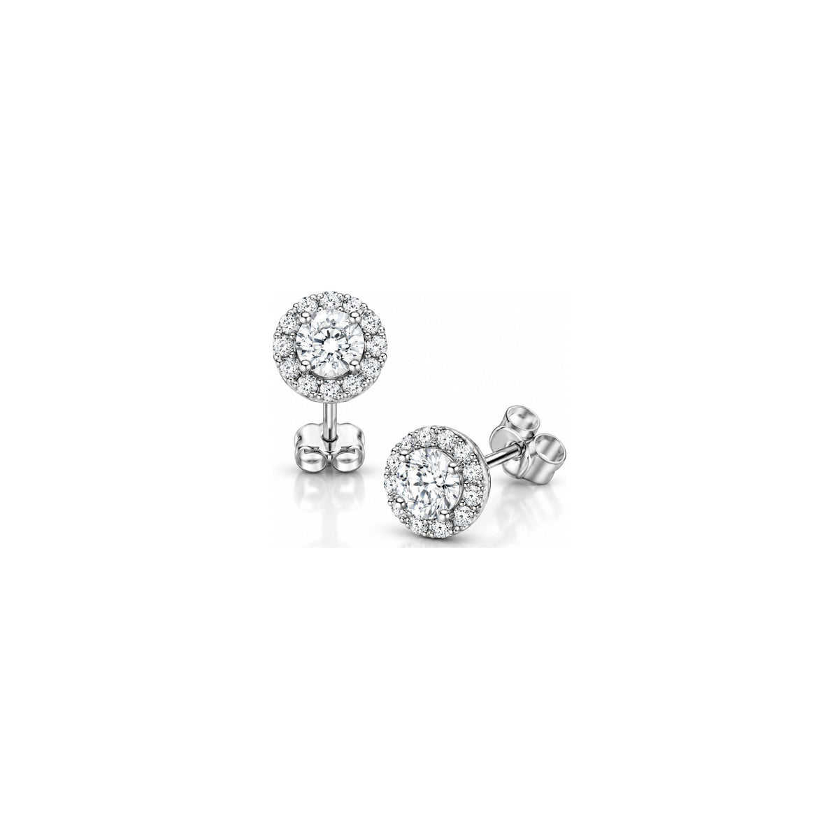 Orecchini Halo Tondo con Diamanti Naturali in Oro 18kt