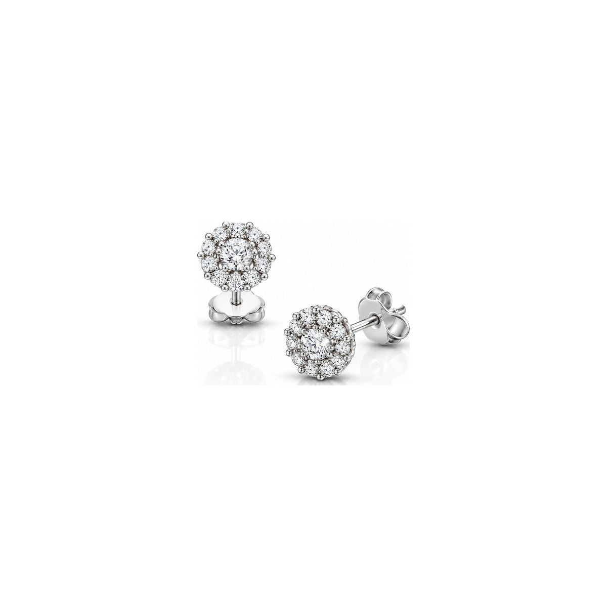 Orecchini Halo Fiore con Diamanti Naturali in Oro 18kt