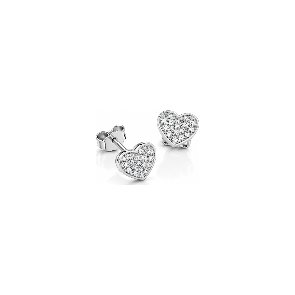 Orecchini Cuore Pavé Grande con Diamanti Naturali in Oro 18kt
