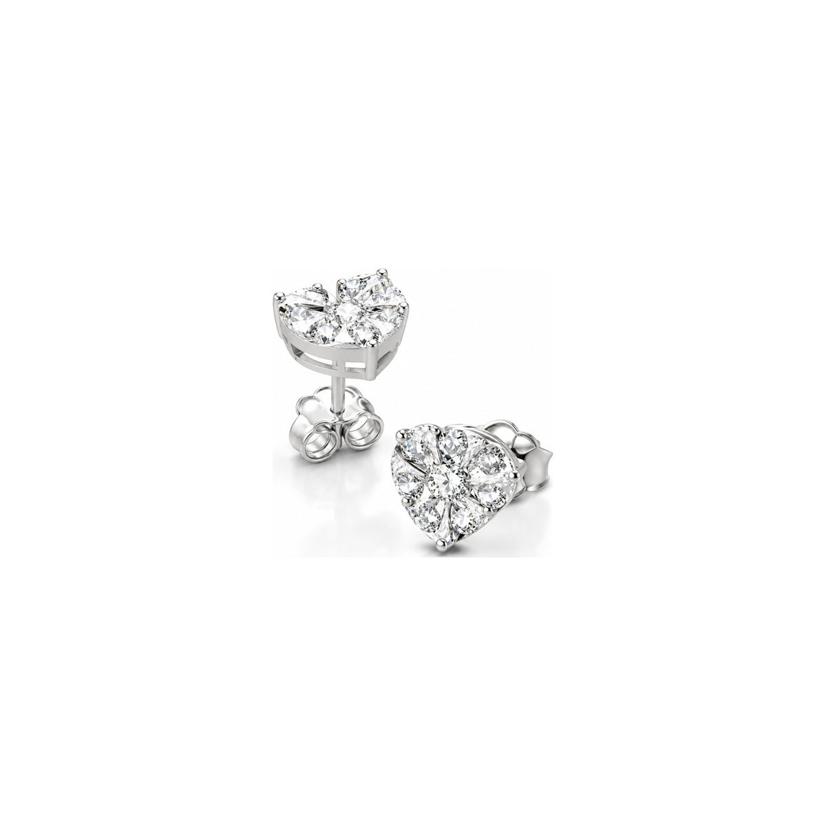 Orecchini Cuore Illusion con Diamanti Naturali in Oro 18kt
