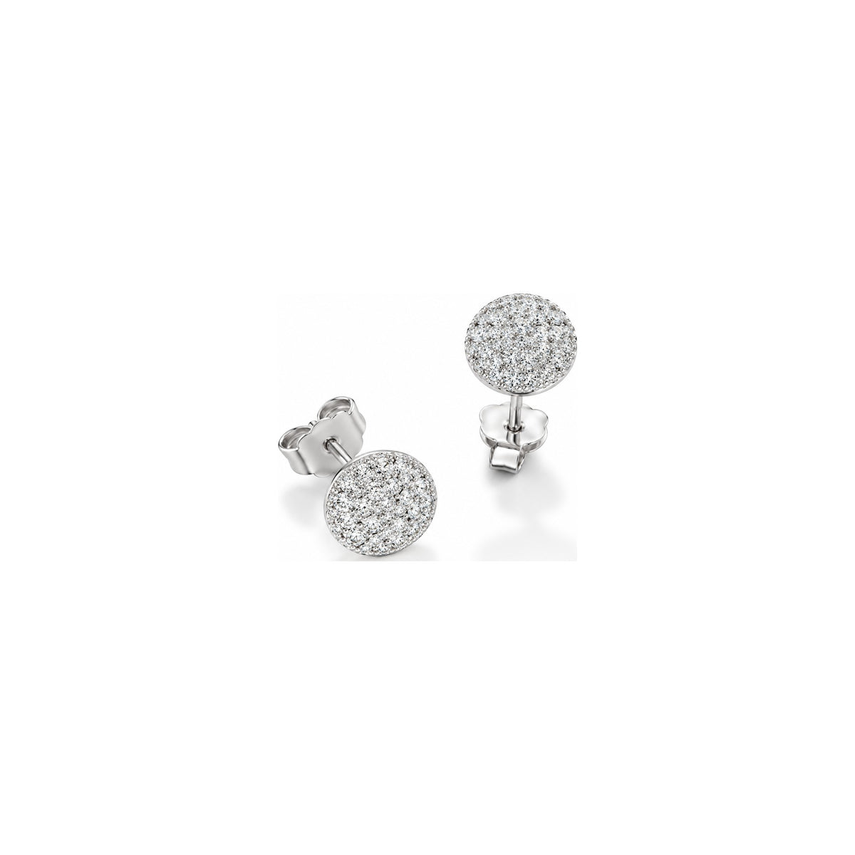 Orecchini Disco Pavé con Diamanti Naturali in Oro 18kt