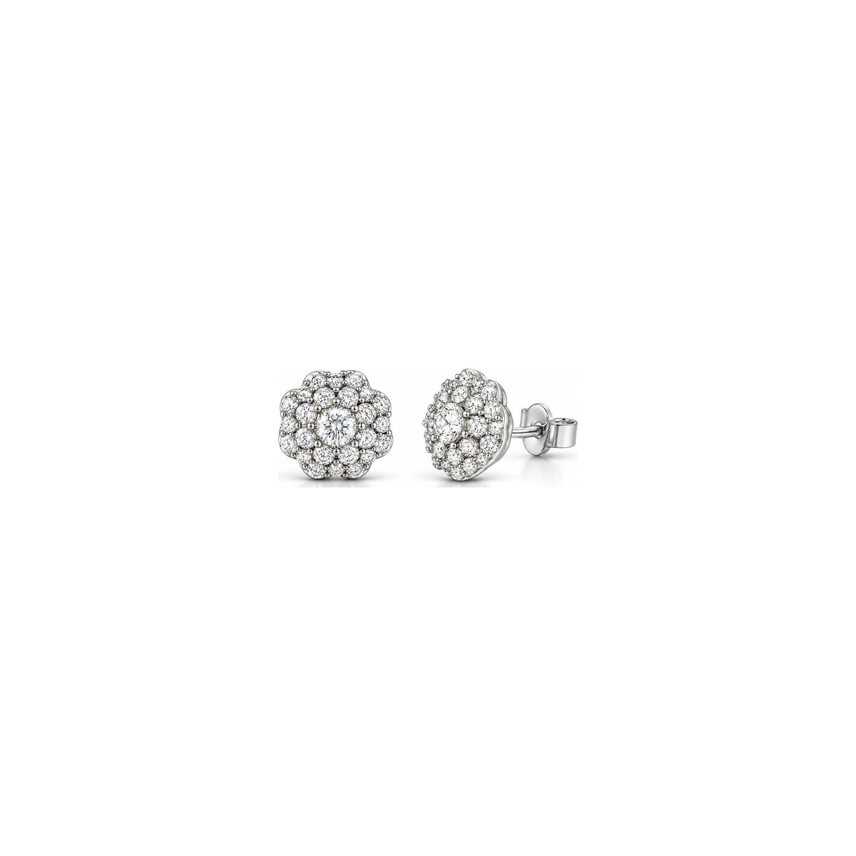 Orecchini Rosetta Brillante con Diamanti Naturali in Oro 18kt