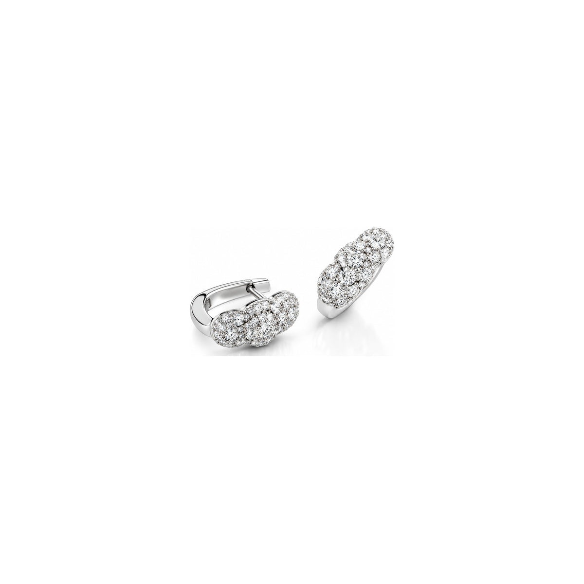 Orecchini Cerchio Pavé Ondulato con Diamanti Naturali in Oro 18kt