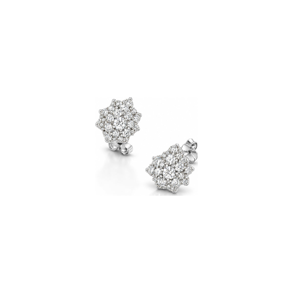 Orecchini Fiocco di Neve Grande con Diamanti Naturali in Oro 18kt