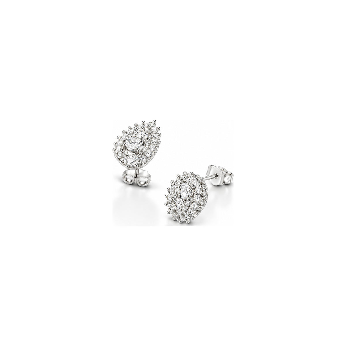 Orecchini Goccia Halo con Diamanti Naturali in Oro 18kt