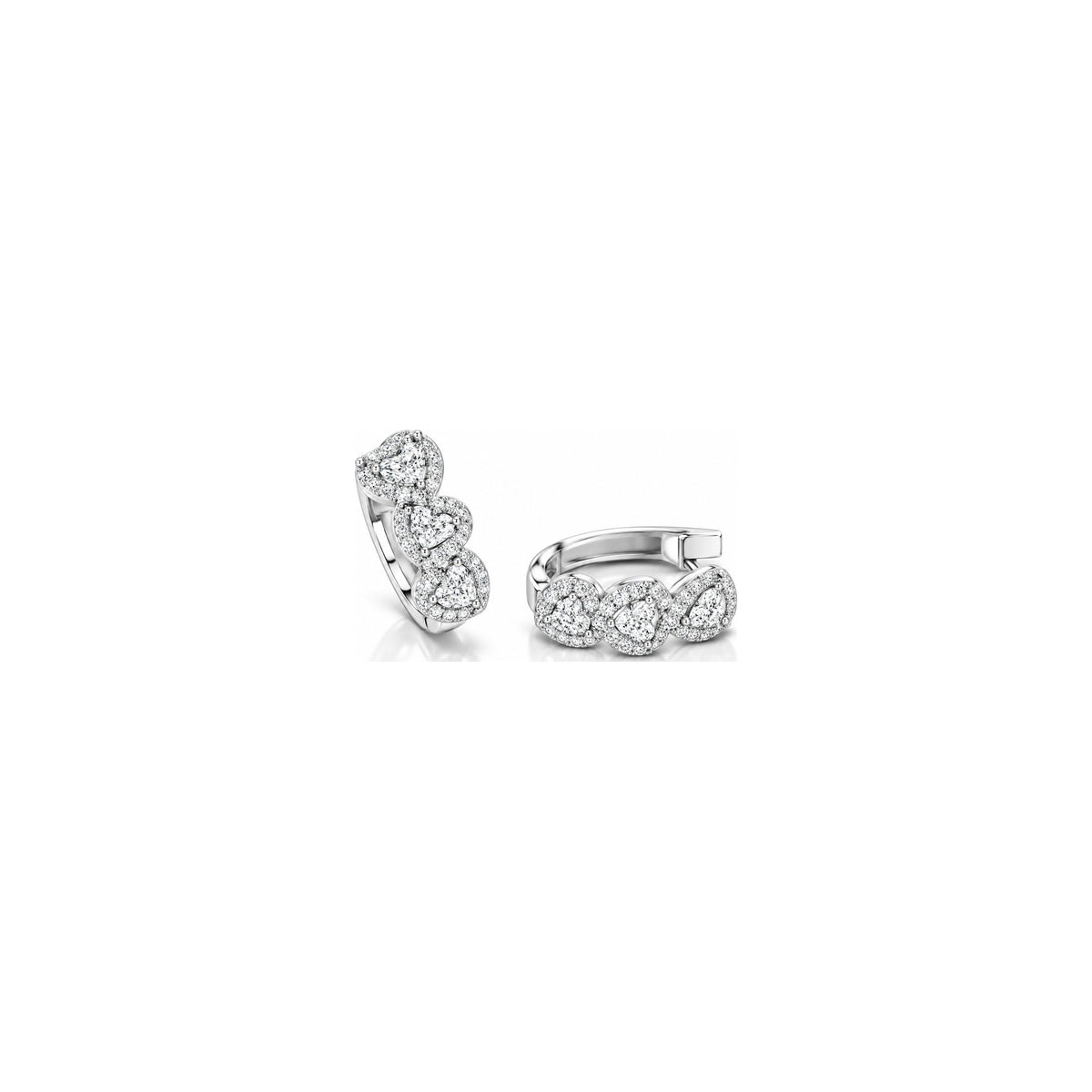 Orecchini Cerchio Cuori con Diamanti Naturali in Oro 18kt