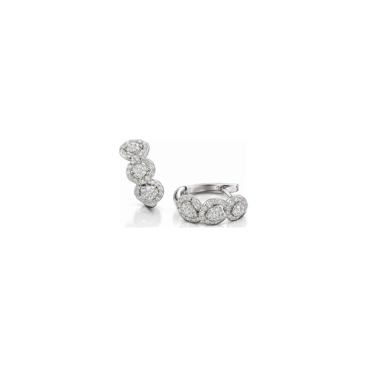Orecchini Cerchio Tre Halo con Diamanti Naturali in Oro 18kt
