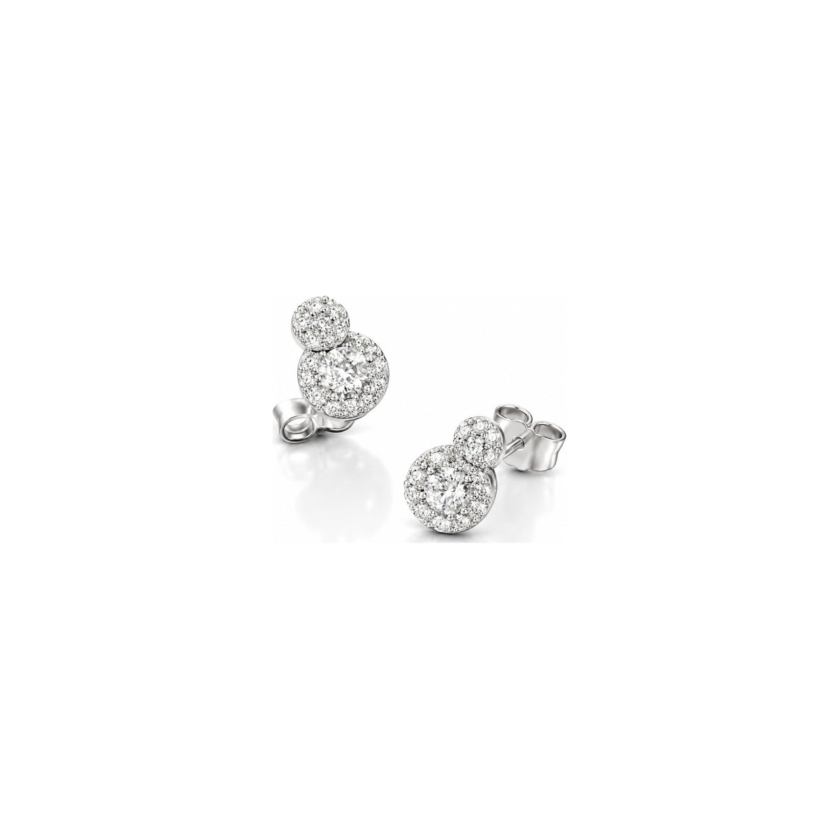 Orecchini Doppio Cerchio Cuore con Diamanti Naturali in Oro 18kt