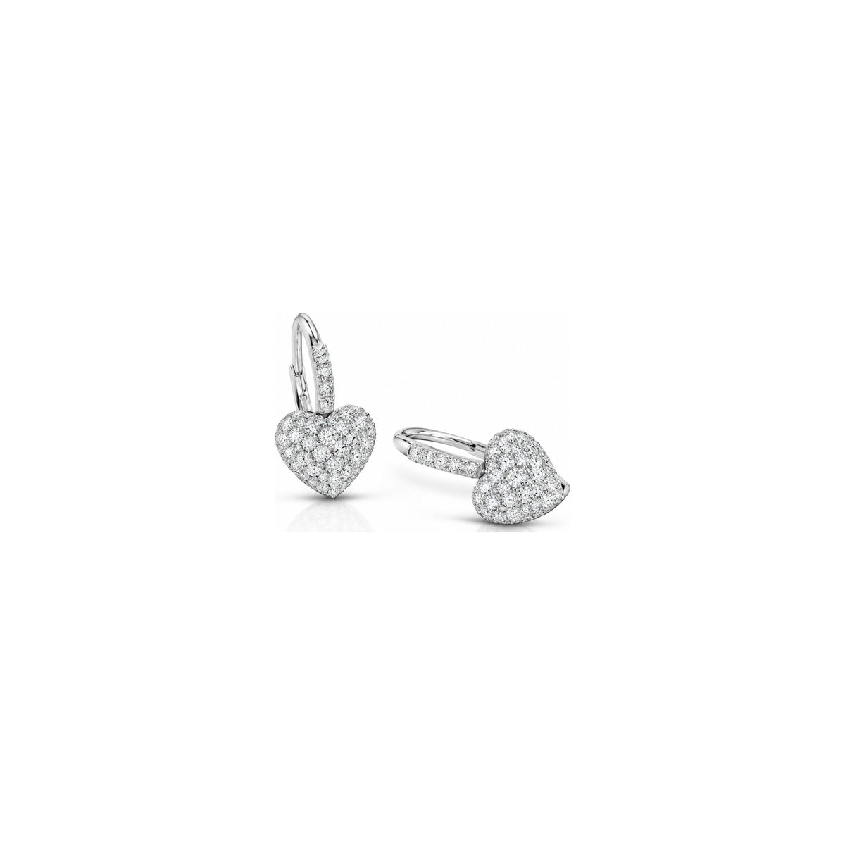 Orecchini Pendenti Cuore Pavé con Diamanti Naturali in Oro 18kt