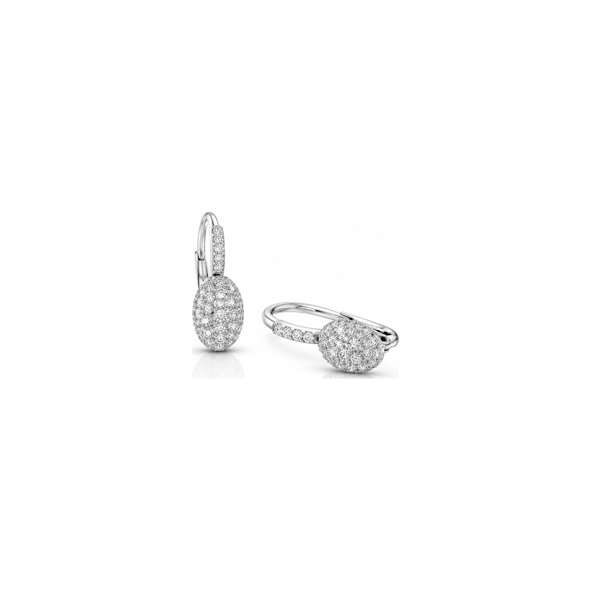 Orecchini Pendenti Ovale Pavé con Diamanti Naturali in Oro 18kt