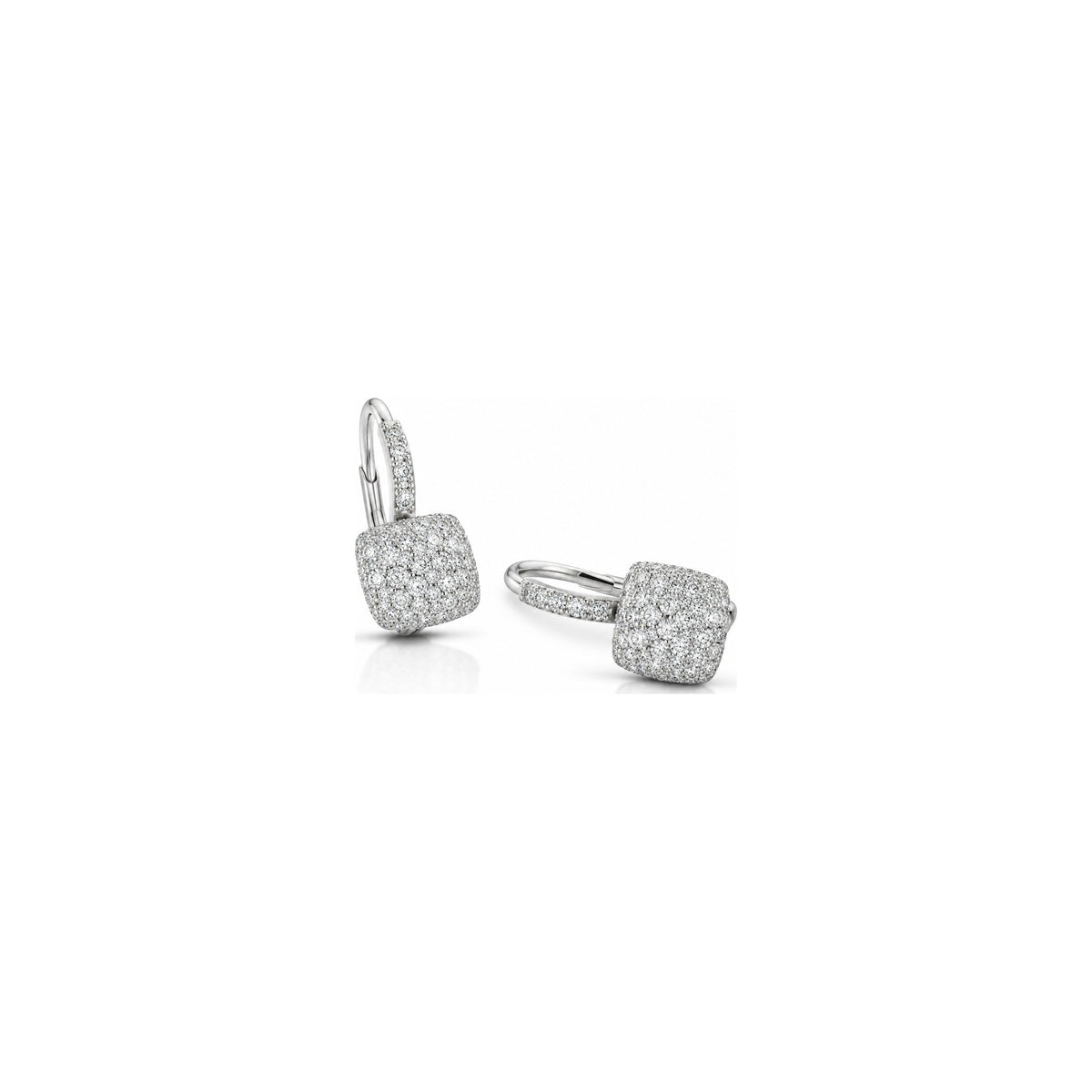 Orecchini Pendenti Quadrato Pavé con Diamanti Naturali in Oro 18kt
