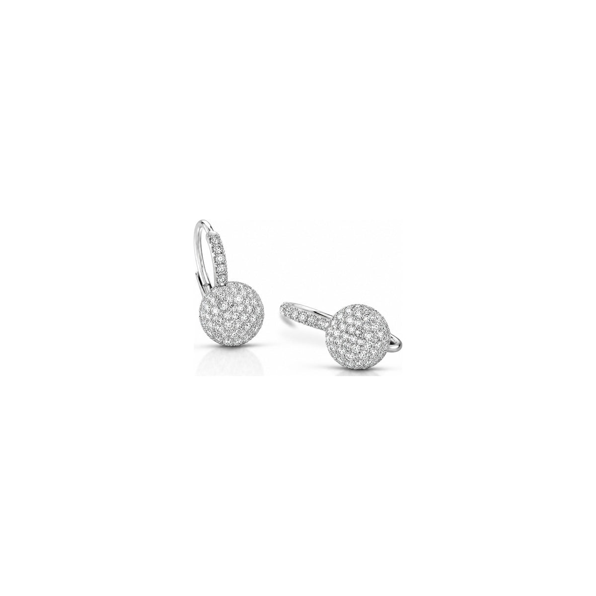 Orecchini Pendenti Tondo Pavé con Diamanti Naturali in Oro 18kt