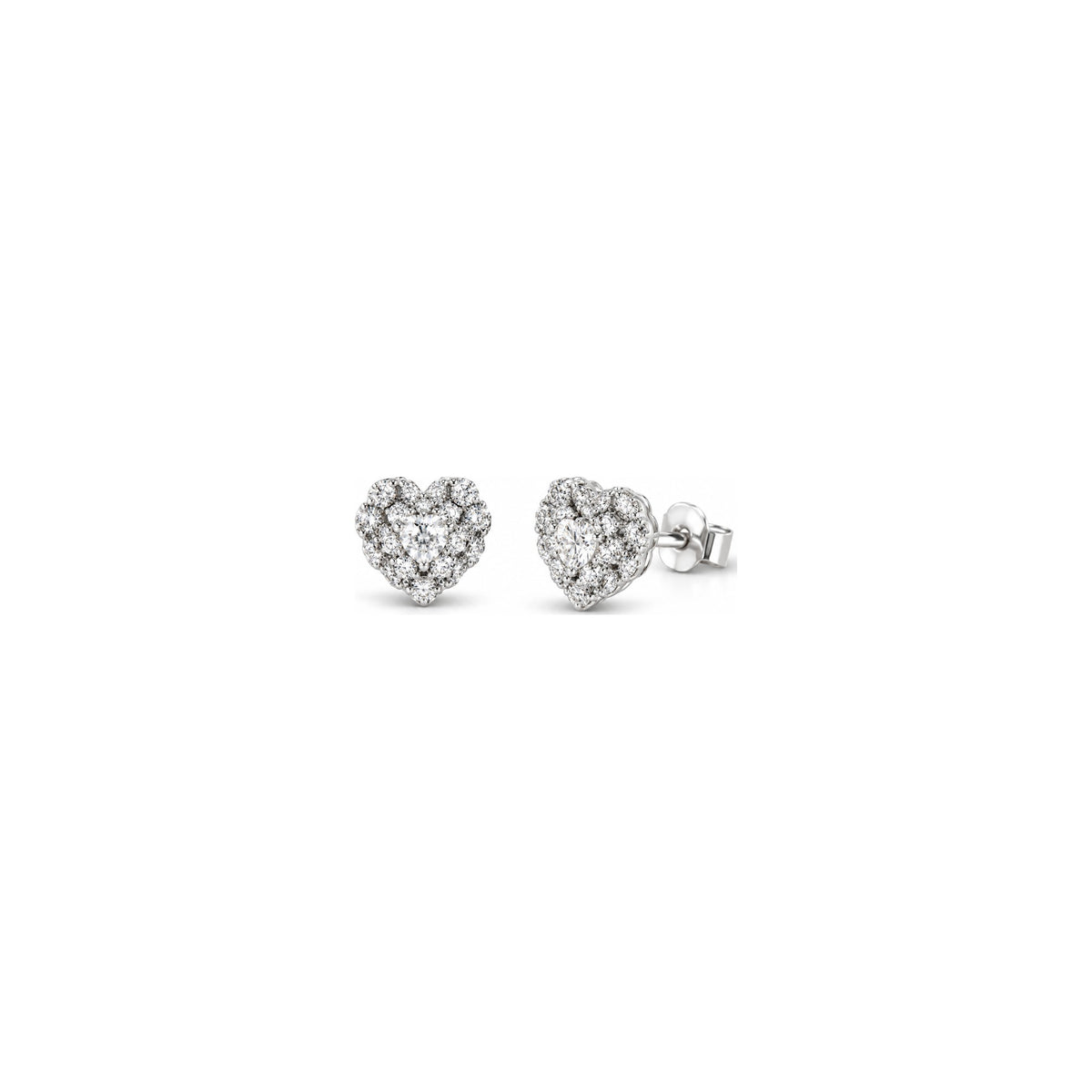 Orecchini Halo Cuore con Diamanti Naturali in Oro 18kt