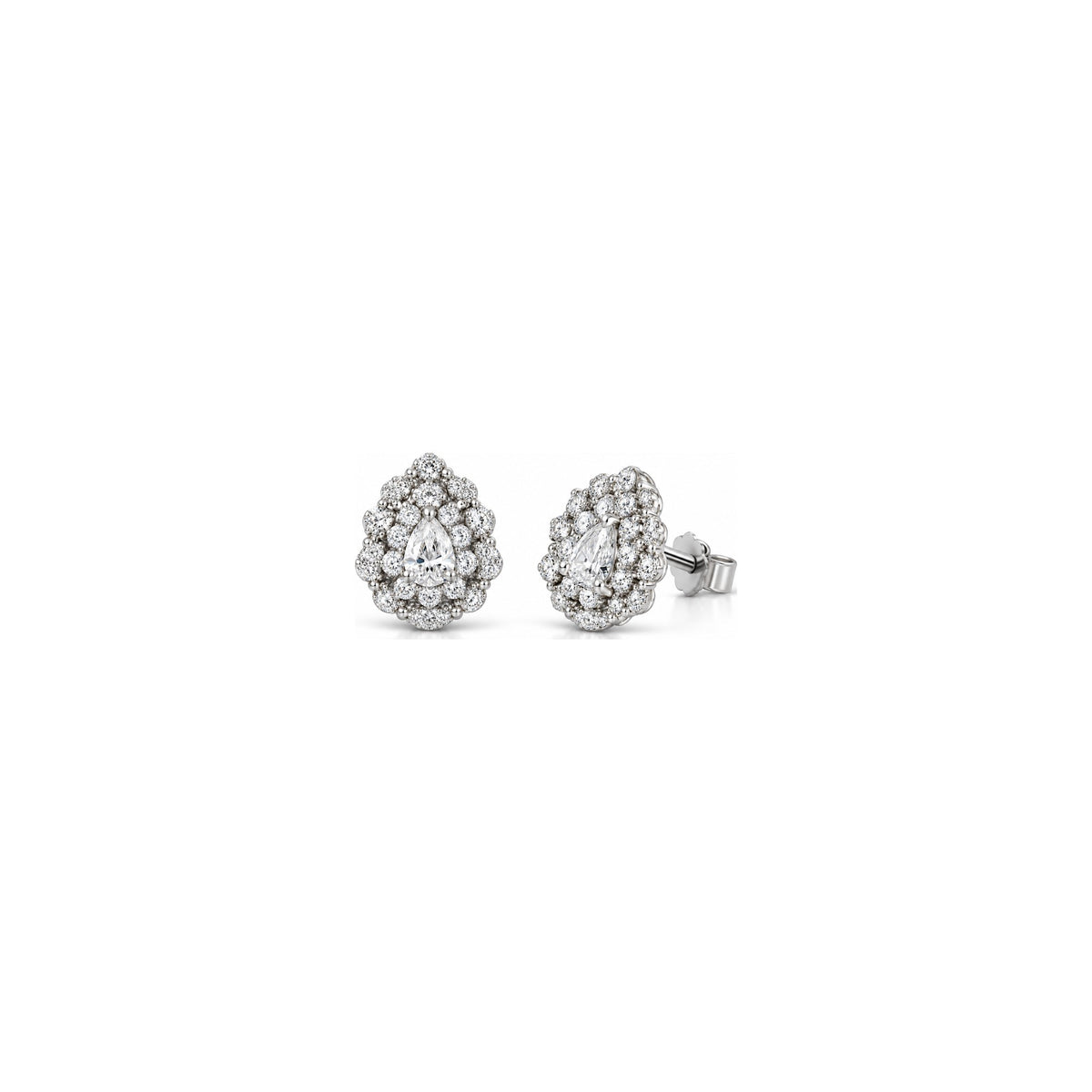 Orecchini Halo Goccia con Diamanti Naturali in Oro 18kt