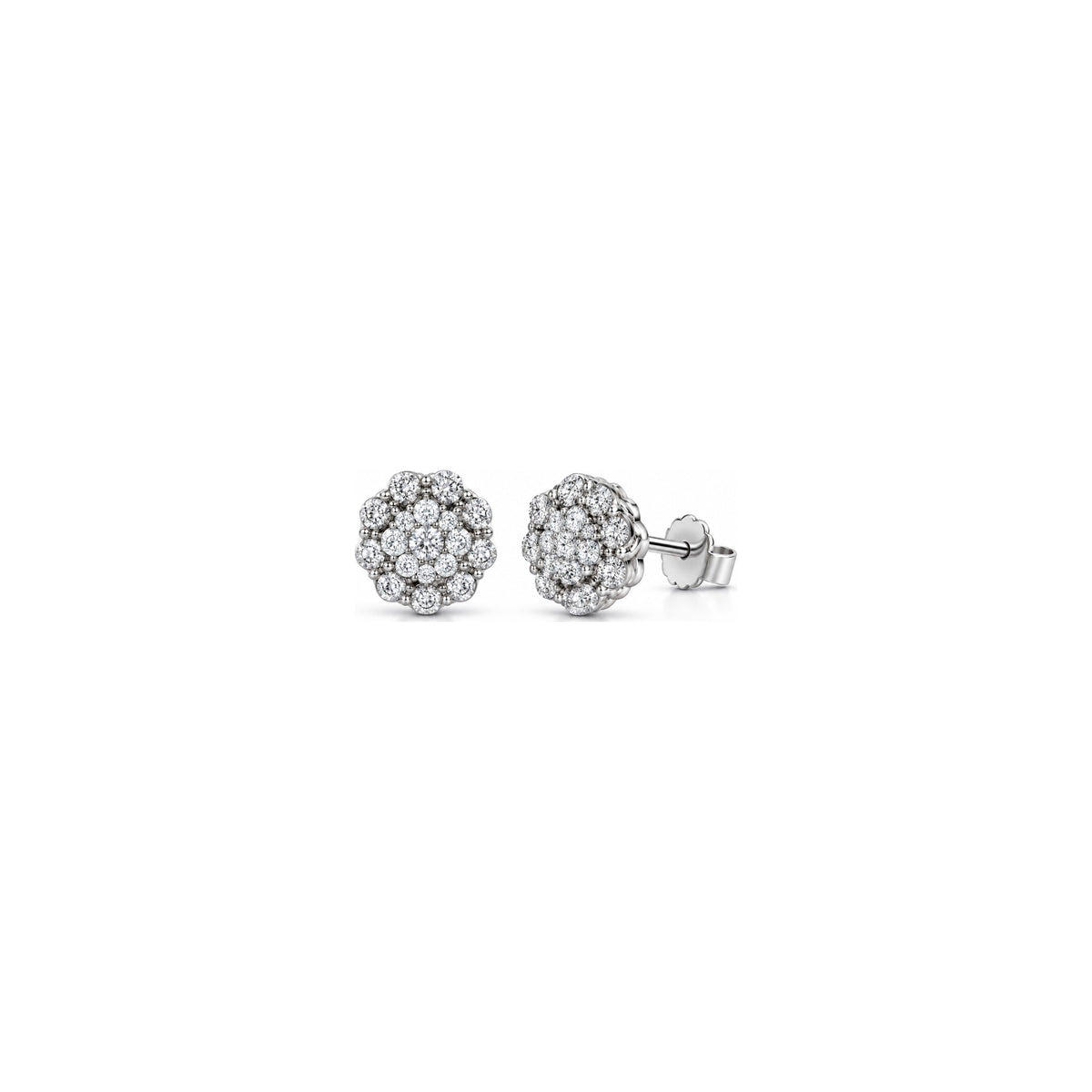 Orecchini Halo Fiorito con Diamanti Naturali in Oro 18kt